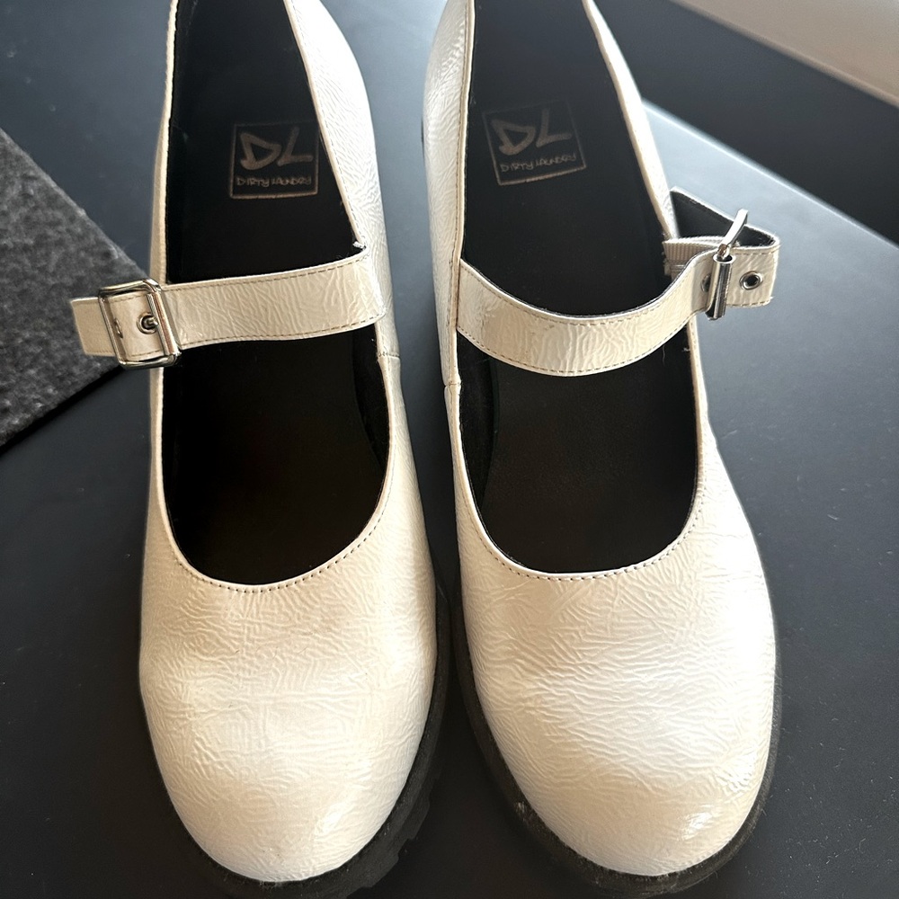 White Chunky Platform Heels